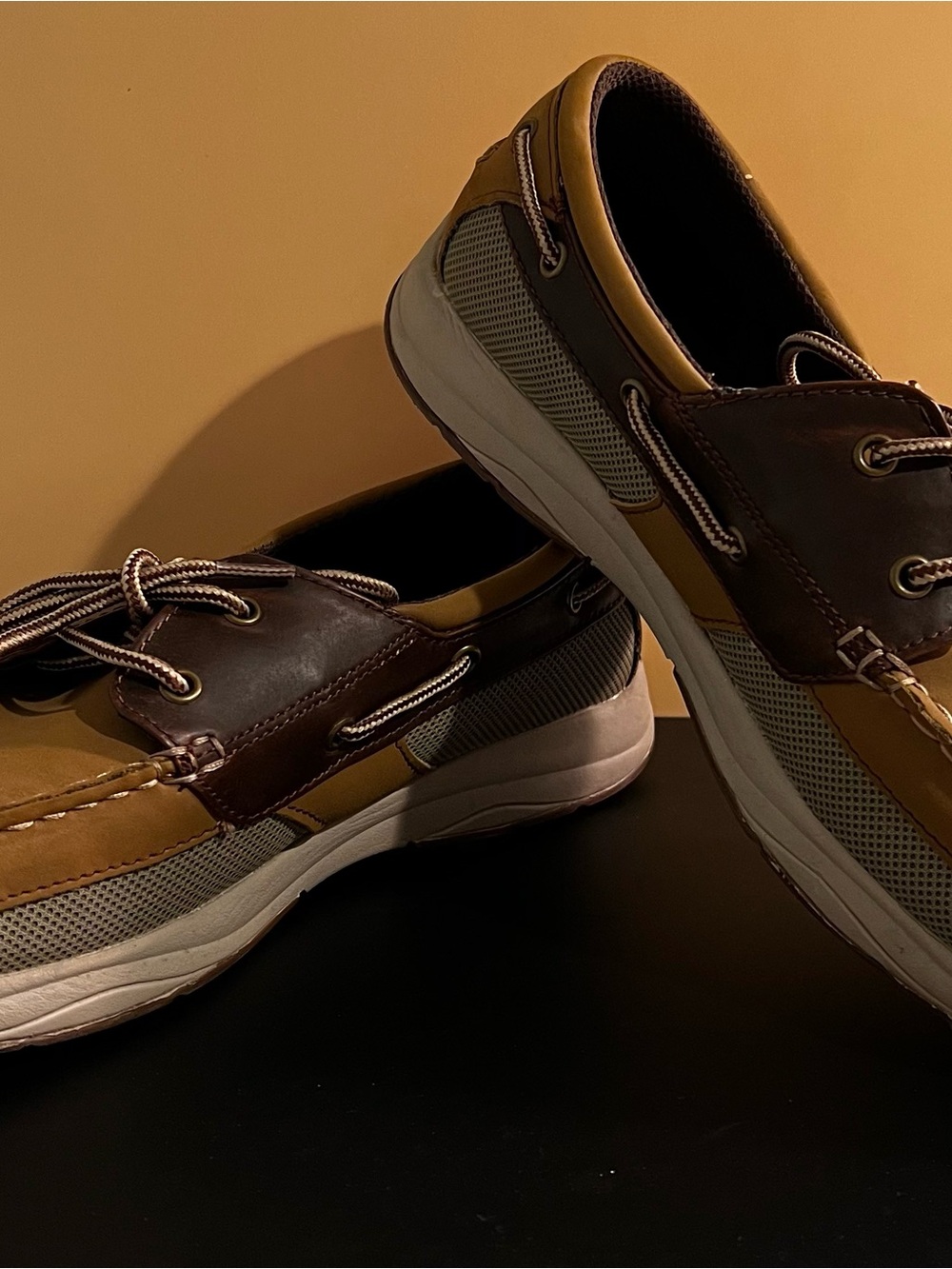 Dexter Men's Brown and Tan Boat Shoes with White Sole